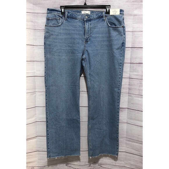 Abercrombie Fitch The Baggy Low Rise Jeans Raw Hem Med Wash 34X18R NWT See Desc - Picture 1 of 6